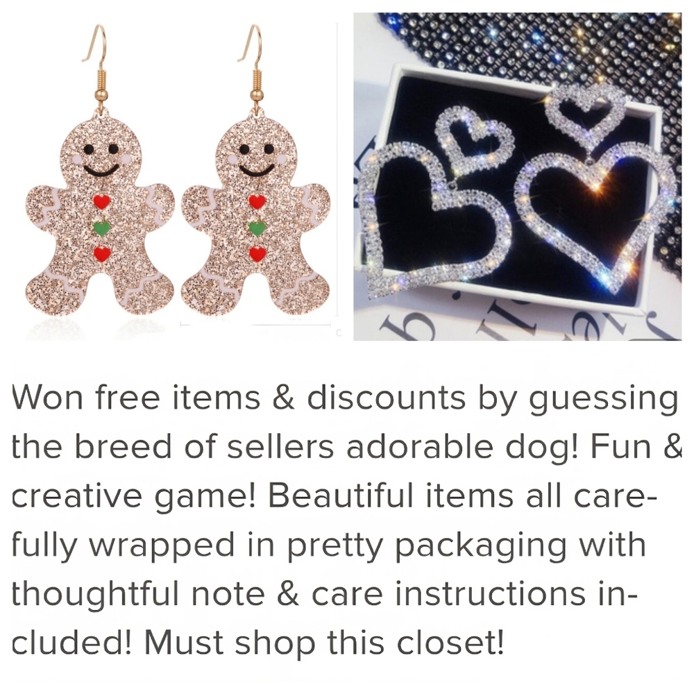 Festive Gingerbread Glitter Earrings - Picture 5 of 7